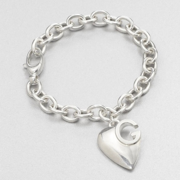 Gucci Sterling Silver Heart Cut-Out G Charm Logo Chain Bracelet 8” New Box $700 - Picture 3 of 16